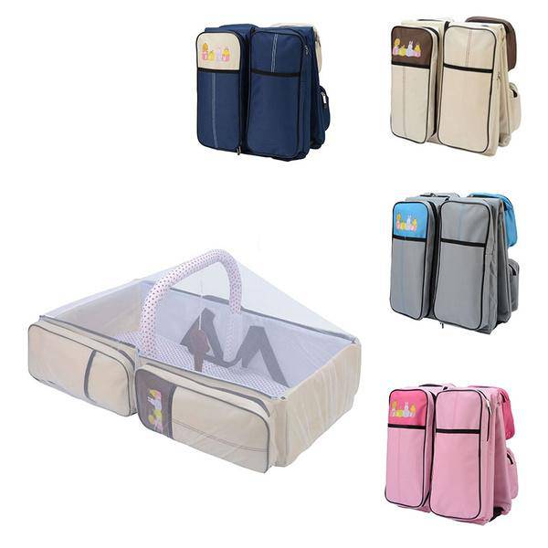 2-in-1 Baby Bed And Bag With Net - Grey