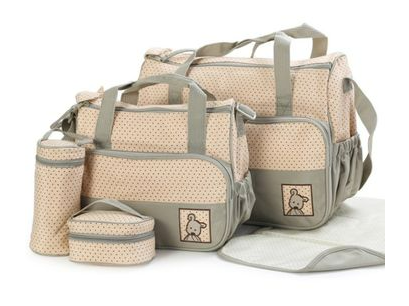 5 in 1 Multifunctional Baby Bag - Khaki Dots
